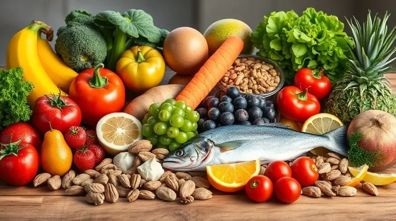 Alimentos naturais ricos em vitaminas para nutrir cabelo, unhas e pele.