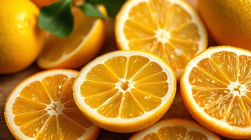 Frutas cítricas ricas em vitamina C, como laranjas e limões, essenciais para prevenir e tratar sintomas de gripe.
