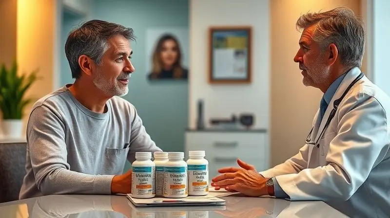Consulta médica recomendando suplementos de vitaminas em cenários pós-cirurgia de vesícula.