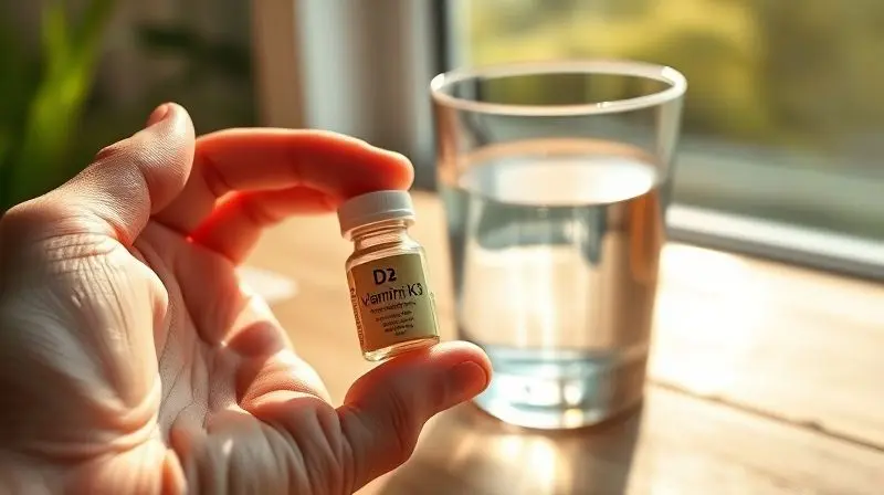 Como tomar vitamina D3 + K2: cápsula com água pela manhã para melhor absorção.