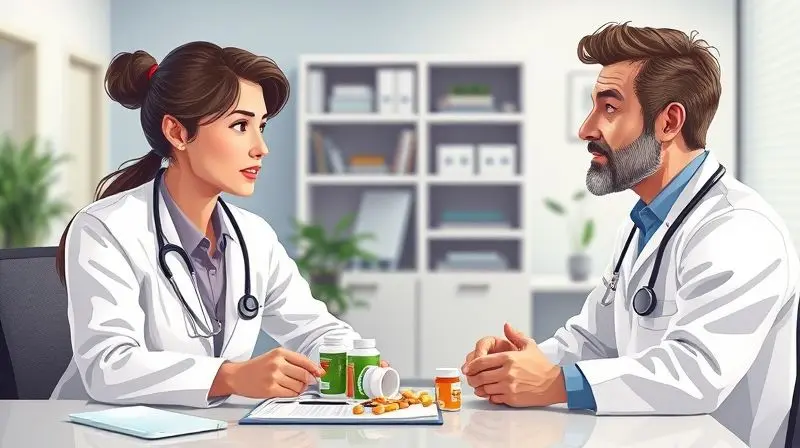 Consulta médica sobre cuidados no uso de suplementos para engordar, enfatizando segurança.