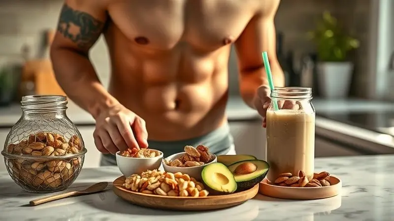 Preparação de refeição saudável rica em calorias para ganho de peso de forma equilibrada.