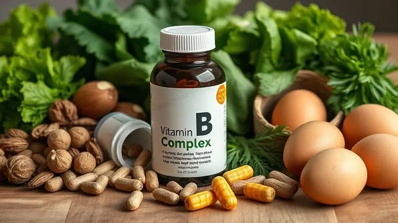 Vitaminas do complexo B em alimentos naturais essenciais para hipertrofia e ganho muscular.