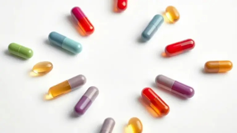 Suplementos unbranded para varizes e circulação sanguínea, arranjados simetricamente em fotografia profissional.