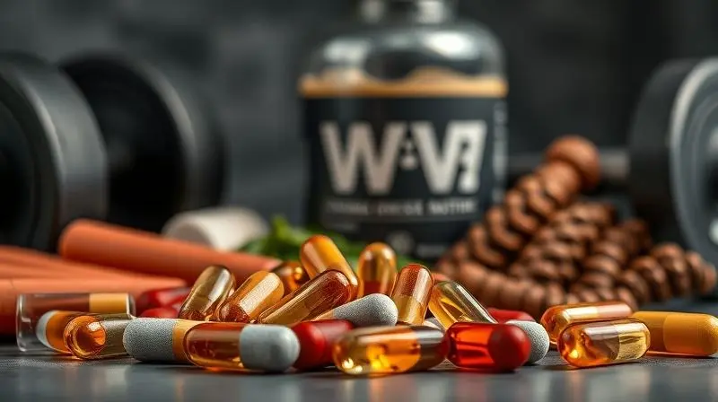 Multivitamínicos específicos para homens apoiando testosterona e ganho muscular com nutrientes essenciais.