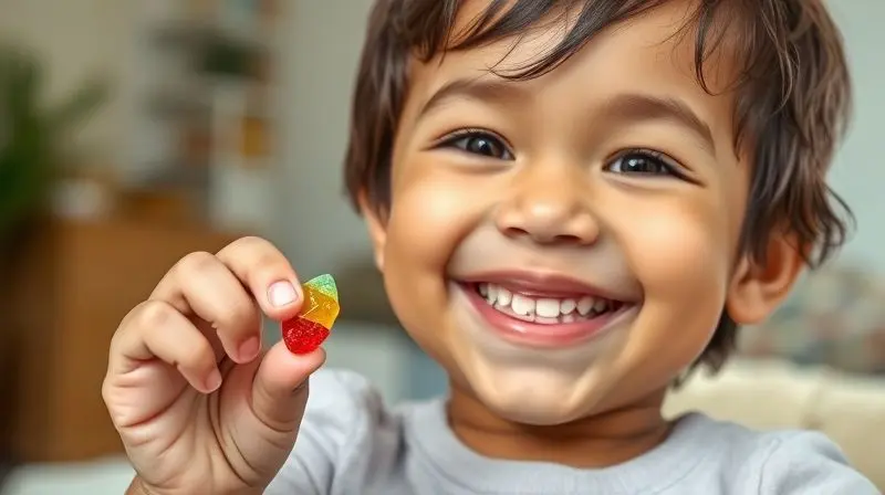 Criança feliz consumindo vitamina infantil para melhor saúde e bem-estar.