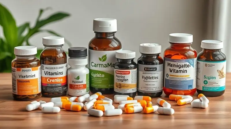 Principais vitaminas para aliviar sintomas comuns da menopausa como ondas de calor e fadiga.