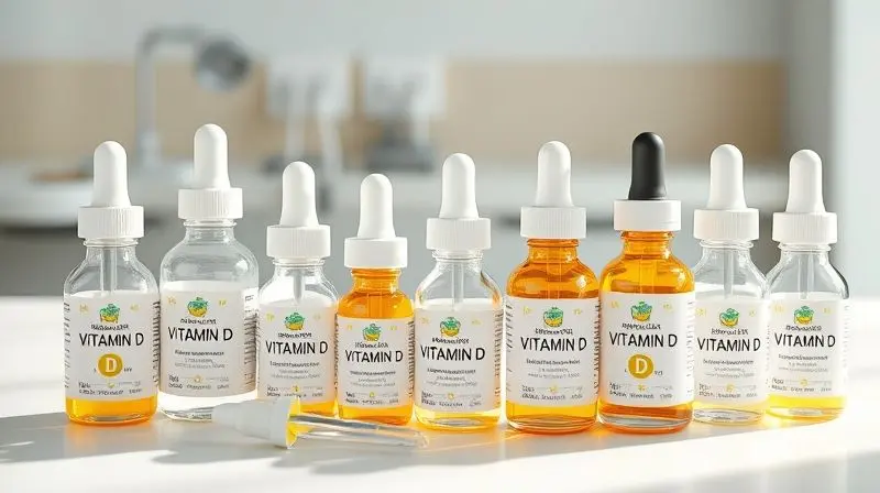 Diversas opções de vitaminas D para bebês em frascos e gotas, seleção das melhores para saúde infantil.