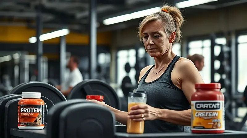 Mulher após 40 anos treinando com suplementos para ganho de massa muscular.