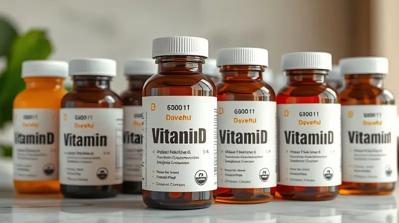 Diferentes dosagens de suplementos de vitamina D para escolha personalizada.
