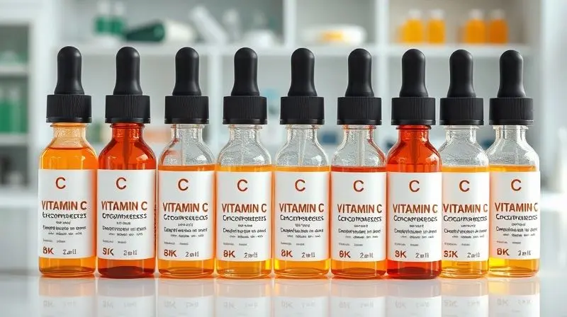 Diferentes concentrações de vitamina C em séruns para pele, escolha ideal para sua rotina.