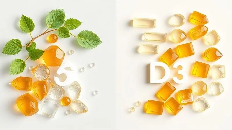 Comparação entre vitamina D2 e D3, origens vegetais e animais para suplementação eficaz.