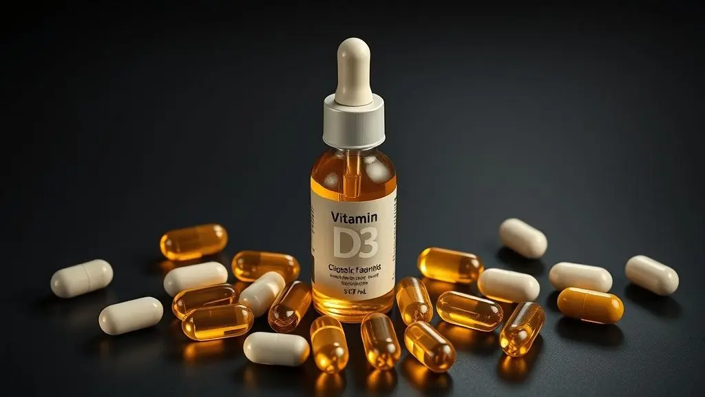 Cápsulas e gotas de vitamina D3 Neo Química em composição profissional para suplementação diária.