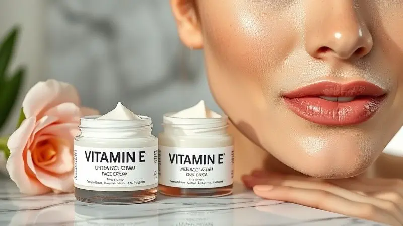Creme tópico de vitamina E para hidratação e rejuvenescimento da pele do rosto.