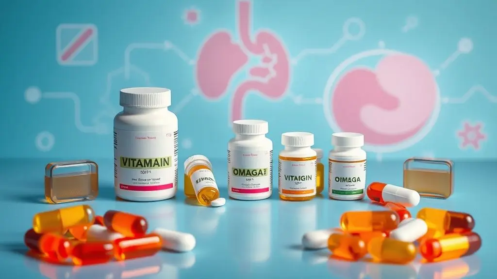 Suplementos de vitaminas lipossolúveis e ômega-3 essenciais após remoção da vesícula biliar para saúde digestiva.