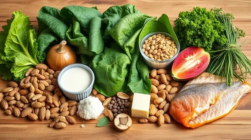 Alimentos naturais ricos em vitaminas e minerais essenciais para a gravidez saudável.