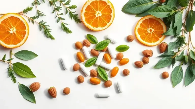 Composição de vitaminas e minerais essenciais para melhorar a qualidade do esperma, em fotografia profissional.